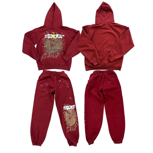 Spider worldwide WEBSUIT MAROON LOGO sp5der sweatsuit SIZE Small hoodie jogger - Picture 1 of 15
